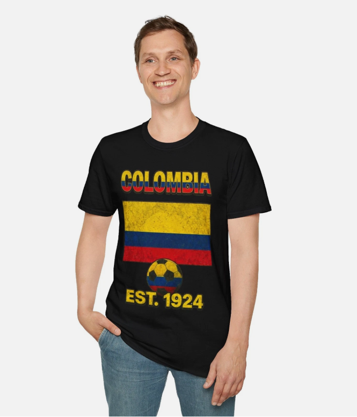 Colombia Flag Futbol Soccer T-Shirt | Nations Heritage Collection | Vintage