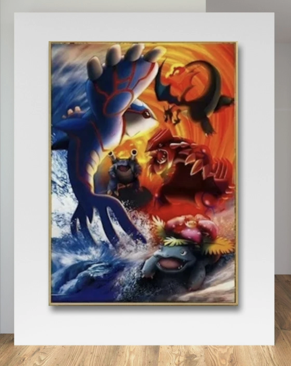 Kyogre Groudon Legendary PokeArt Canvas Poster Wall Art Home Decor