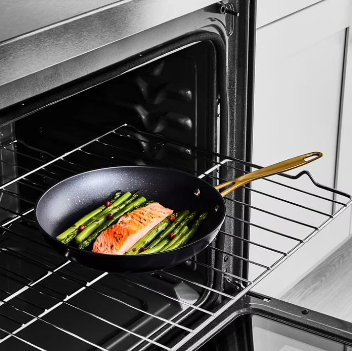 Thyme & Table 12 Inch Fry Pan Non-Stick Black Gold Signature Collection