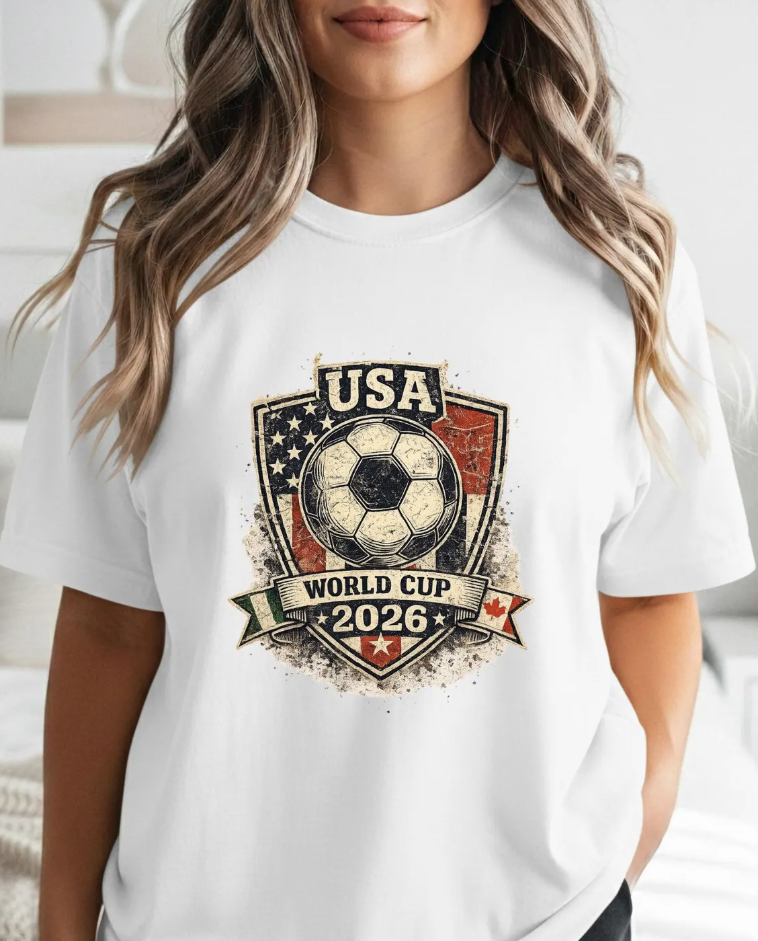 USA World Cup 2026 Soccer Crest T-Shirt | Vintage American Football Badge