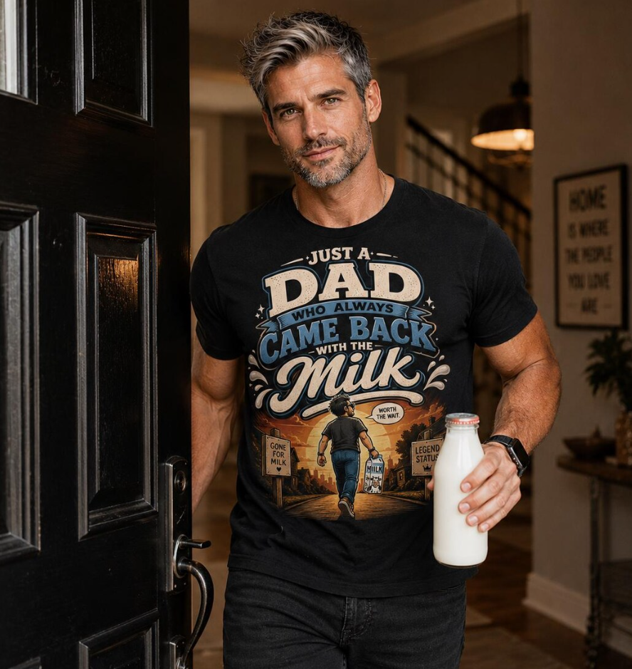 Dad Came Back With Milk Retro T-Shirt, Funny Father's Day Gift, Unisex Tee