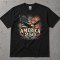 America 250th Anniversary T-shirt Patriotic Fourth of July Shirt Vintage Eagle USA Flag Fireworks Birthday Gift for Veterans Independence Da