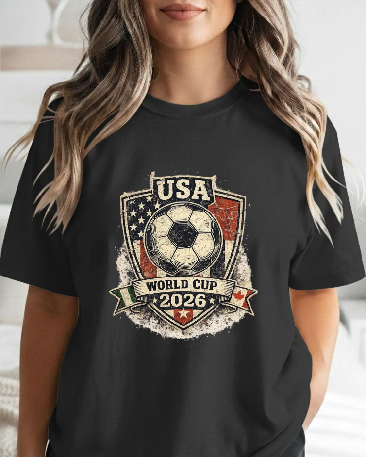 USA World Cup 2026 Soccer Crest T-Shirt | Vintage American Football Badge