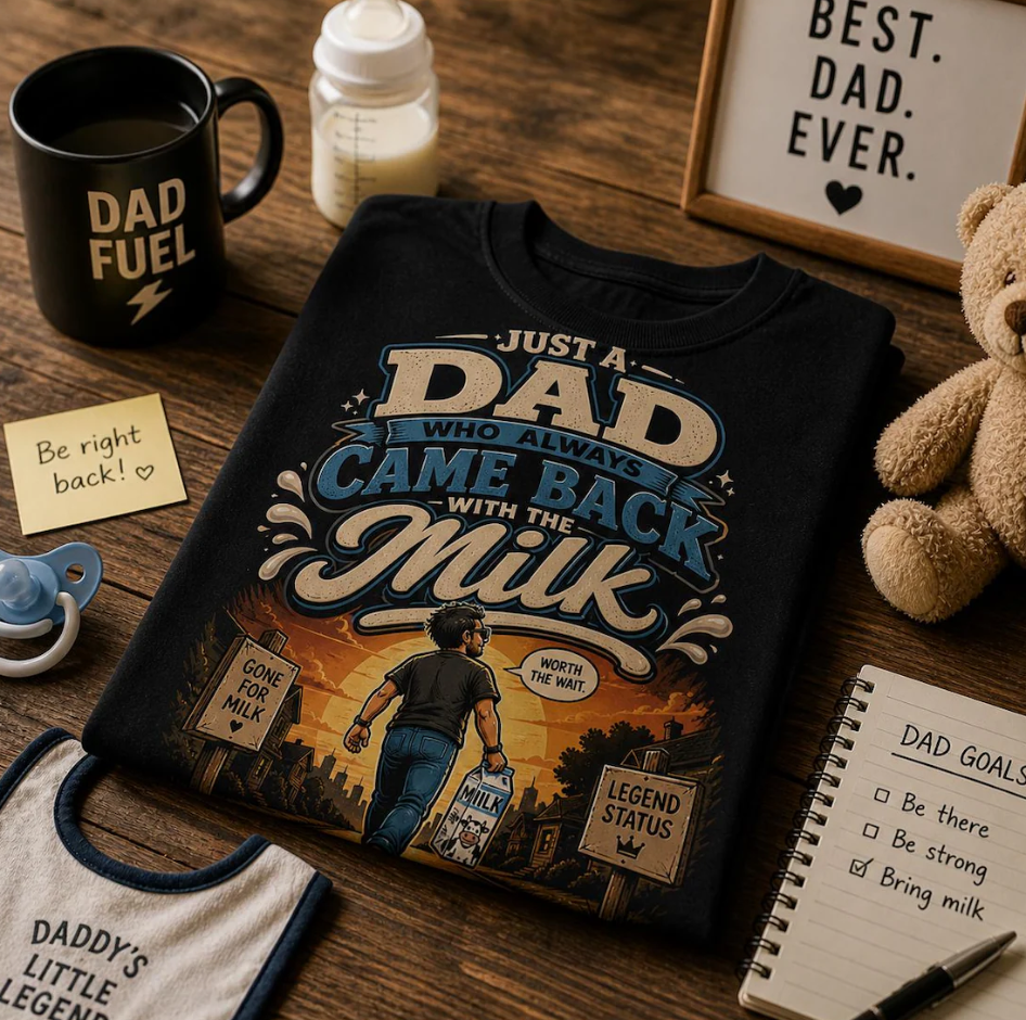Dad Came Back With Milk Retro T-Shirt, Funny Father's Day Gift, Unisex Tee