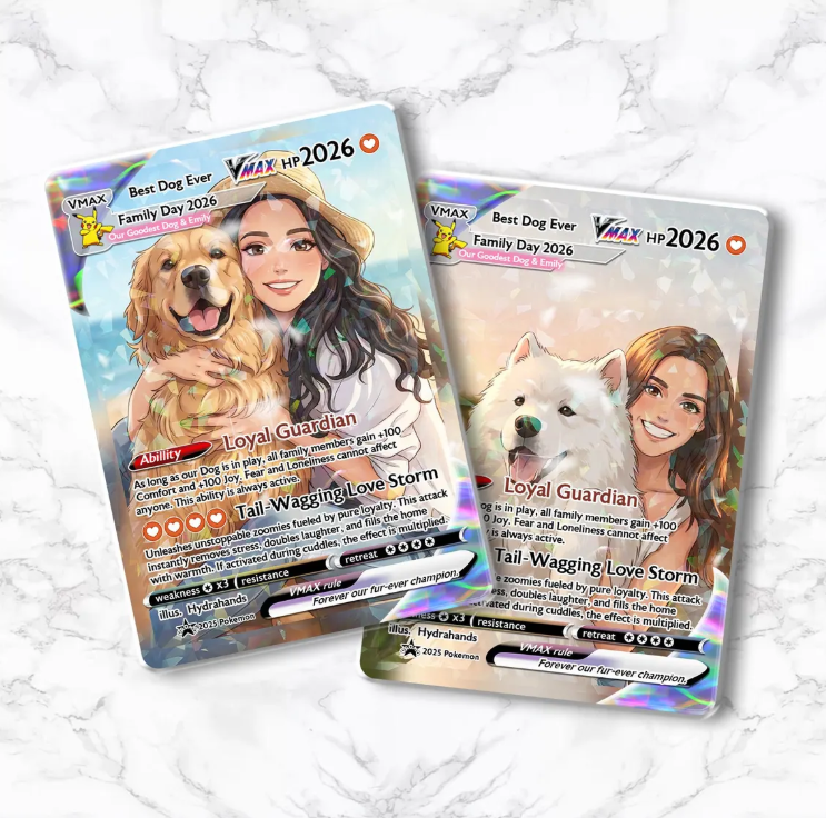 Custom Anime Pet Trading Card, Personalized Dog Keepsake, Dog Mom Gift