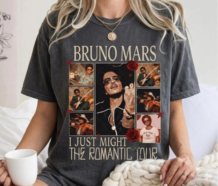 Bruno Mars Vintage Shirt, Concert Tour Tee, Retro Pop R&B Singer Shirt, Music Fan Gift, Comfort Colors