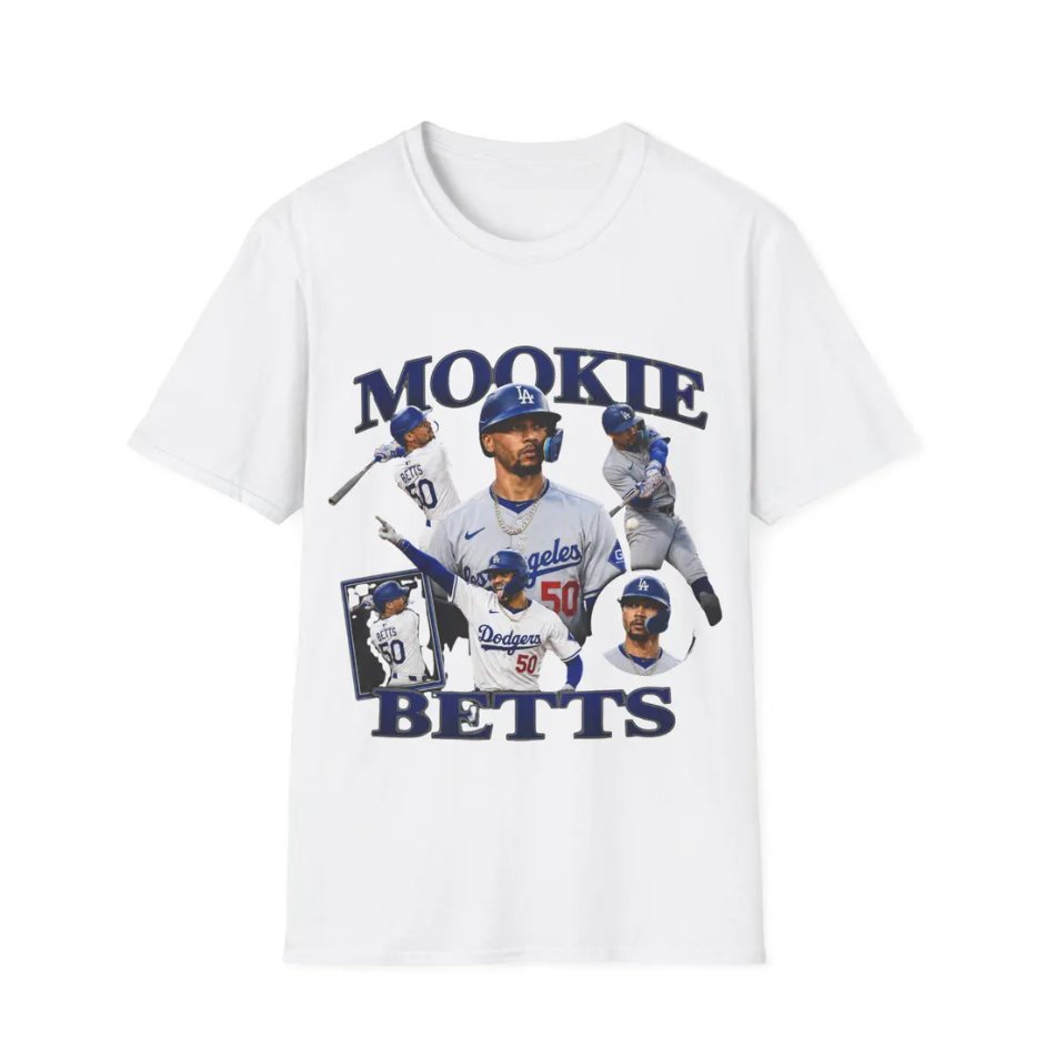 Mookie Betts Baseball Graphic T-Shirt Dodgers Player Portrait Tee