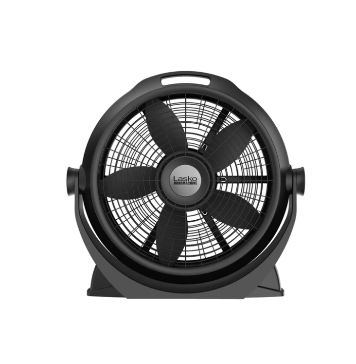 Lasko WindMachine 20" Large Floor Fan with Pivoting Head for Whole Room Cooling, Portable Indoor 3-Speed Air Circulator, Black, A20305