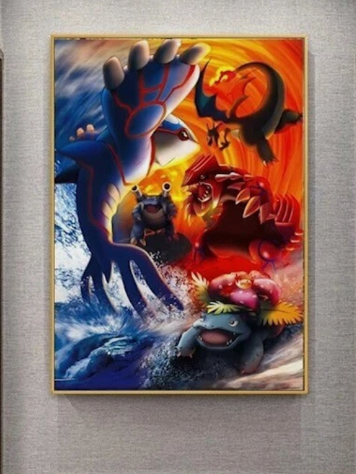 Kyogre Groudon Legendary PokeArt Canvas Poster Wall Art Home Decor