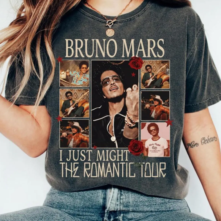 Bruno Mars Vintage Shirt, Concert Tour Tee, Retro Pop R&B Singer Shirt, Music Fan Gift, Comfort Colors