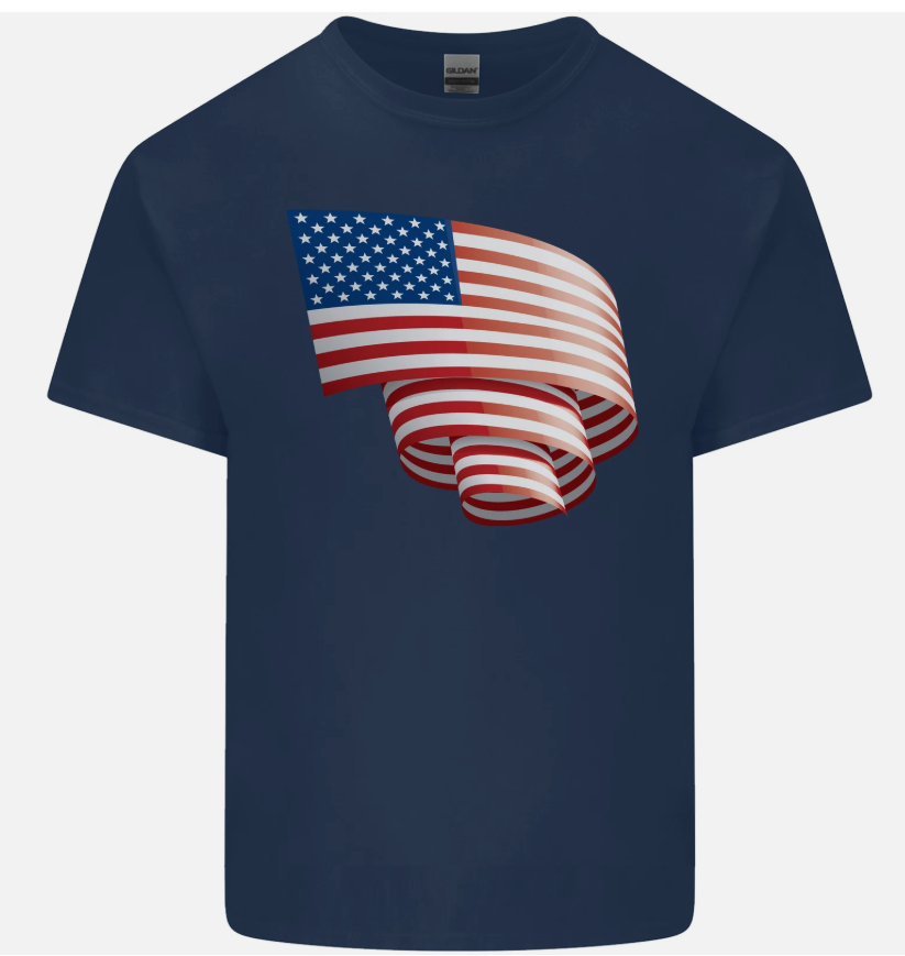 Curled USA Flag Independence Day Football Mens Light Cotton T-Shirt