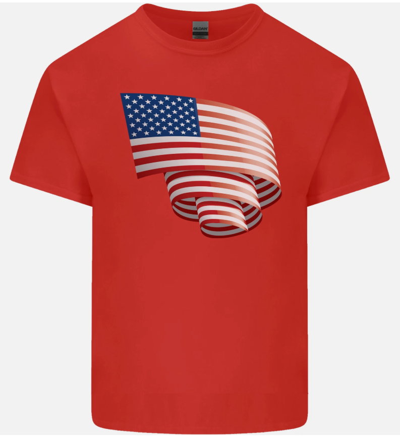 Curled USA Flag Independence Day Football Mens Light Cotton T-Shirt