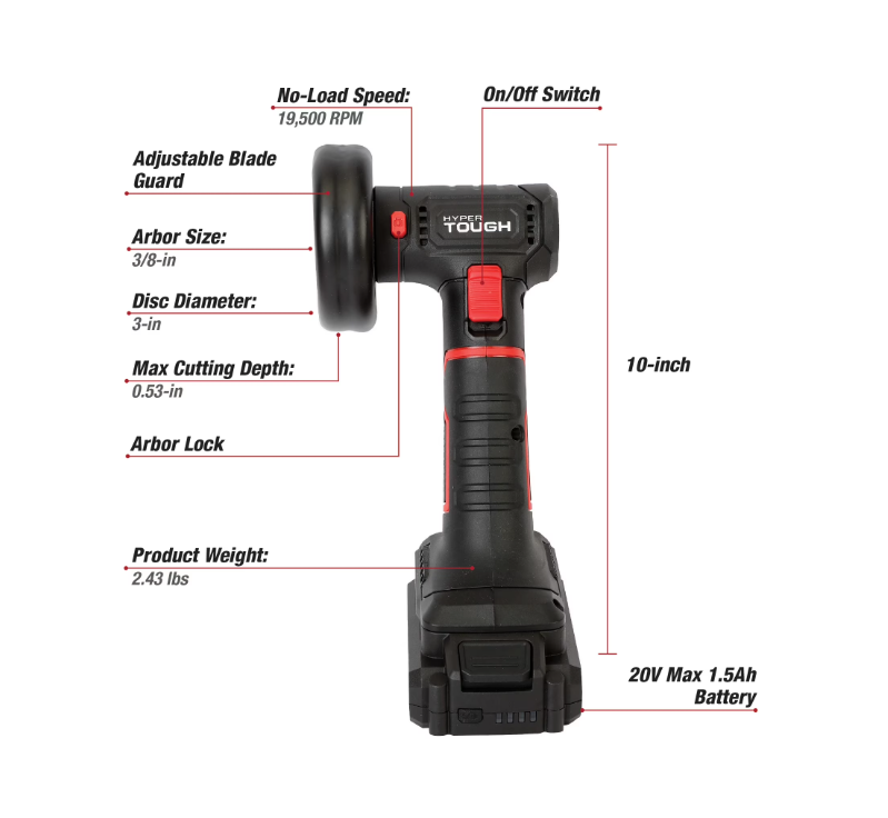 cHyper Tough 20V Max Brushless Cordless Cut-Off Tool with 1.5Ah Lithium-Ion Battery and Charger
