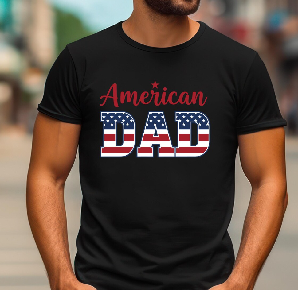 American Flag Dad Shirt – Patriotic USA Graphic Unisex T-Shirt or Sweatshirt, Father’s Day & 4th of July Gift for Him