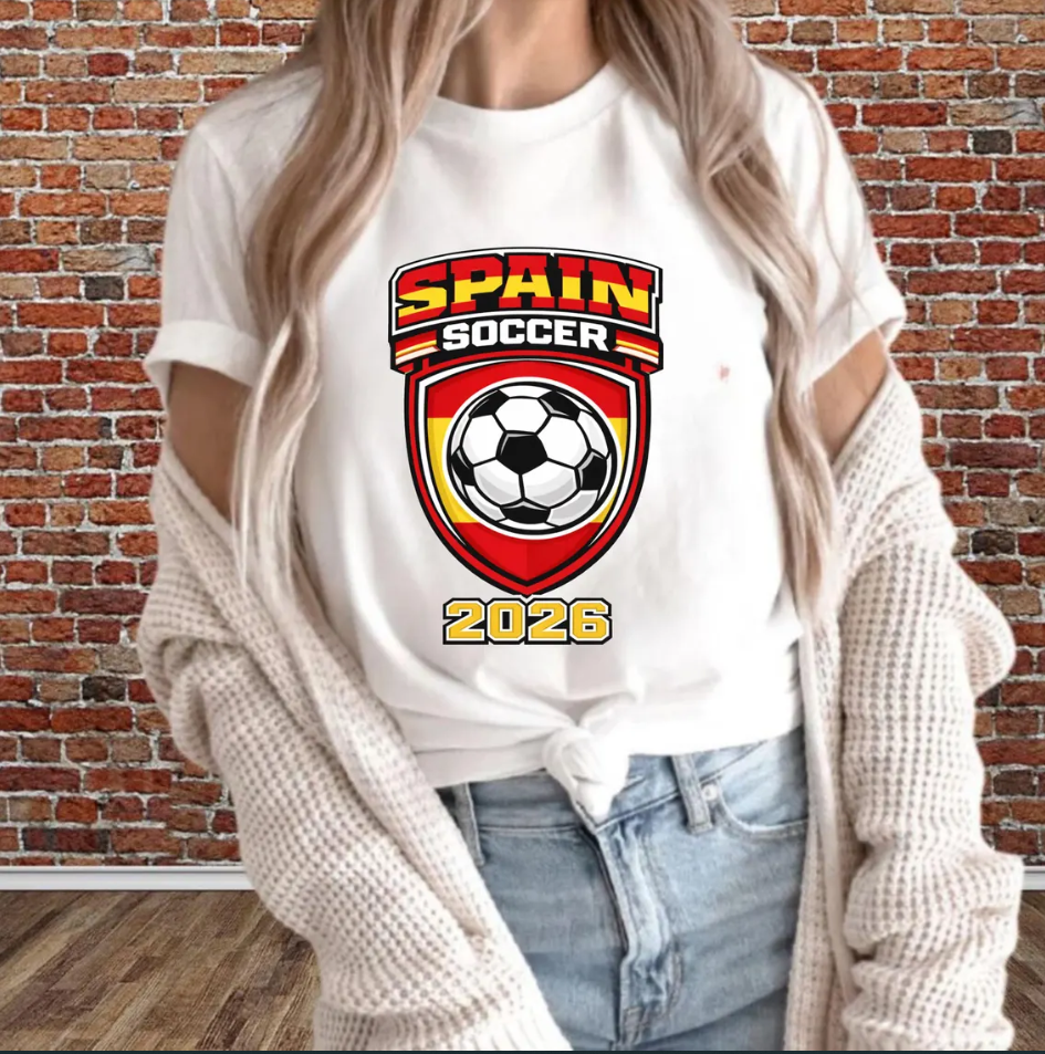 Personalized Soccer Shirt, World Cup 2026 Soccer Shirt, Spain Soccer 2026, World Cup Flag Soccer Ball T-shirt, World Cup Fan Tee
