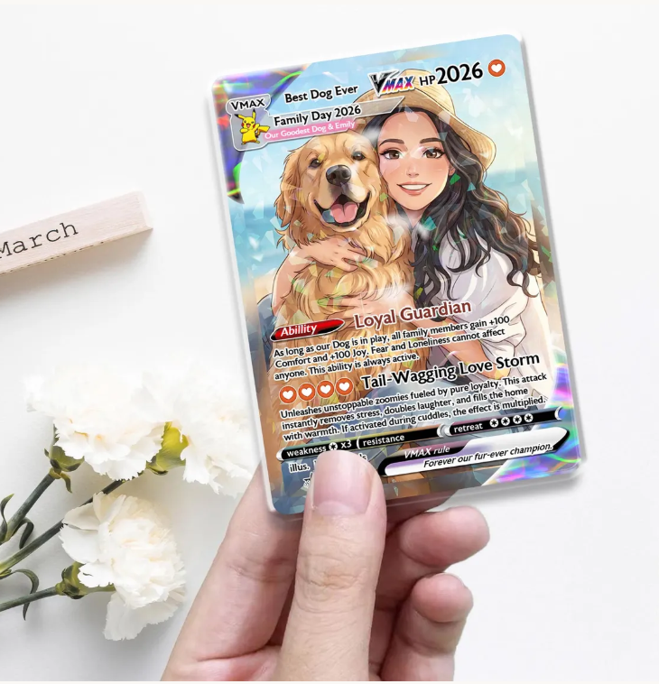 Custom Anime Pet Trading Card, Personalized Dog Keepsake, Dog Mom Gift