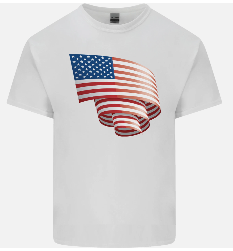 Curled USA Flag Independence Day Football Mens Light Cotton T-Shirt