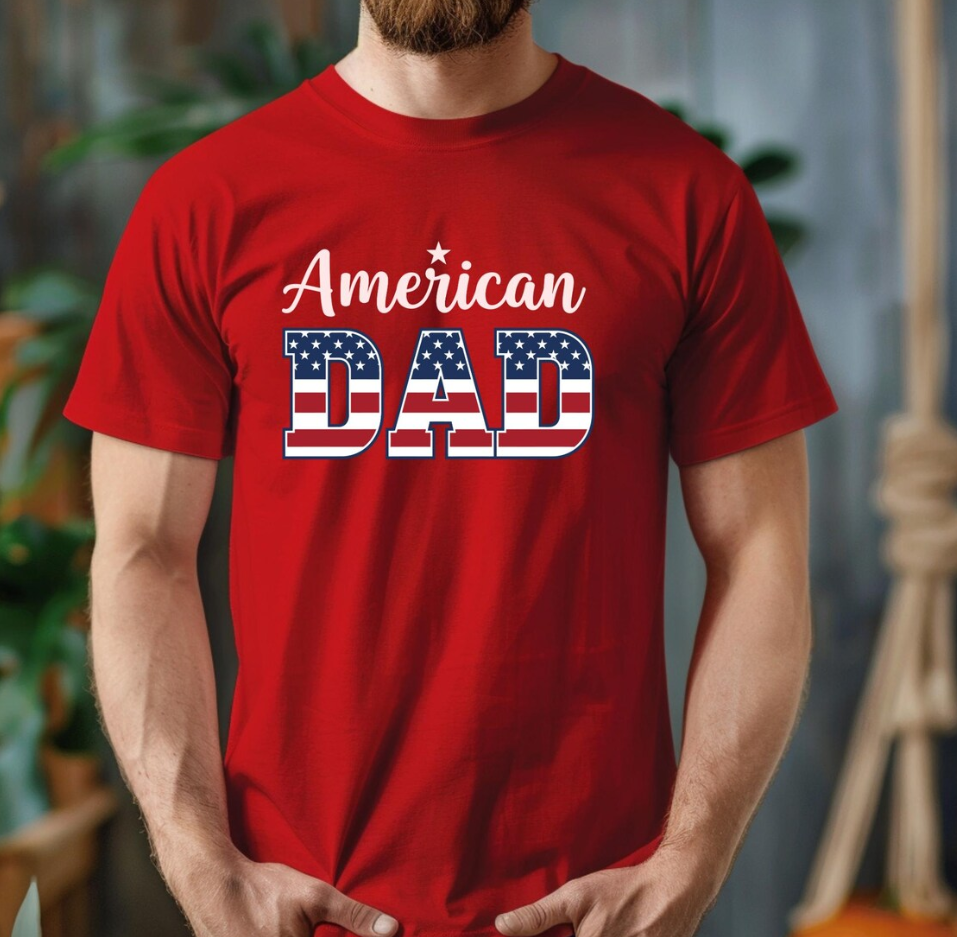 American Flag Dad Shirt – Patriotic USA Graphic Unisex T-Shirt or Sweatshirt, Father’s Day & 4th of July Gift for Him