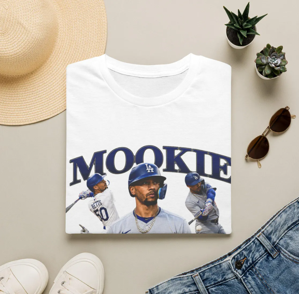 Mookie Betts Baseball Graphic T-Shirt Dodgers Player Portrait Tee
