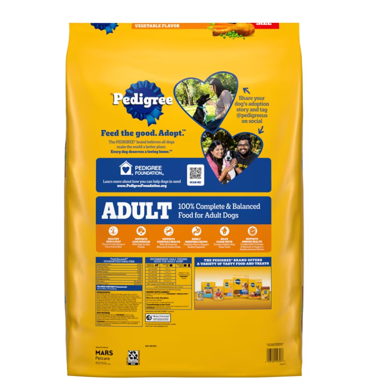 Pedigree Complete Nutrition Adult Dog Food, Roasted Chicken & Vegetable Flavor, 40 lb Bag