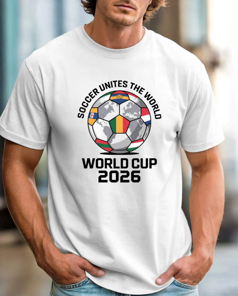 Soccer Unites the World Cup 2026 Footbball T-Shirt | Soccer Ball with Flags