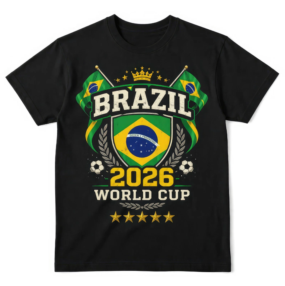Brazil 2026 World Cup Shirt Soccer Fan Brazilian Flag Football Tee