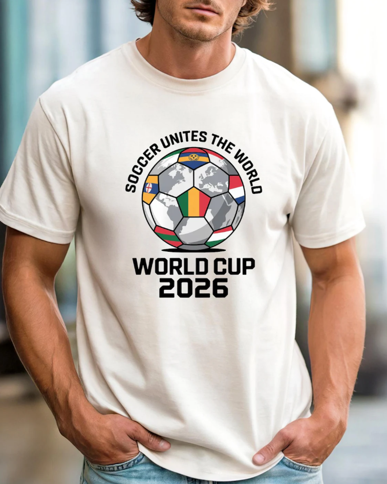 Soccer Unites the World Cup 2026 Footbball T-Shirt | Soccer Ball with Flags