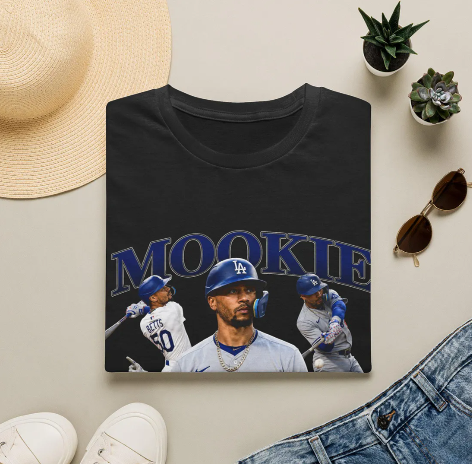 Mookie Betts Baseball Graphic T-Shirt Dodgers Player Portrait Tee