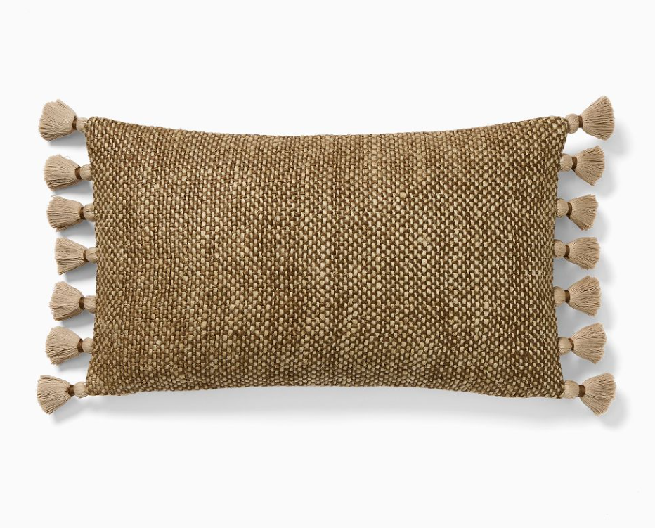 Two-Tone Chunky Linen Tassels Pillow Cover