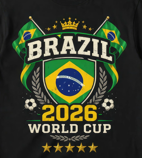 Brazil 2026 World Cup Shirt Soccer Fan Brazilian Flag Football Tee