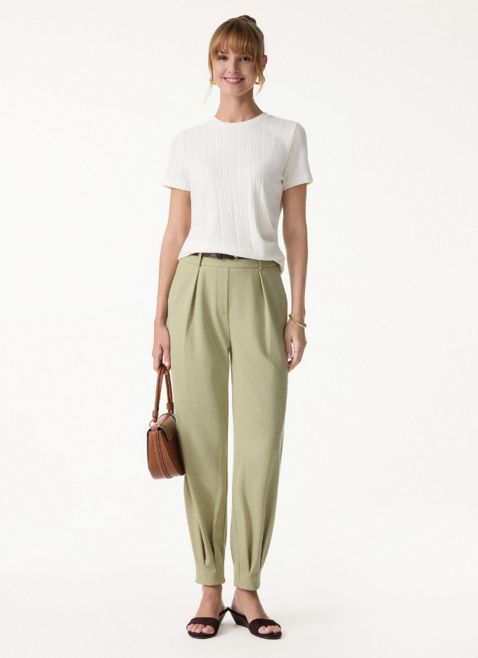 Stretch Linen-Like Wrinkle-Resistant Tapered Pant
