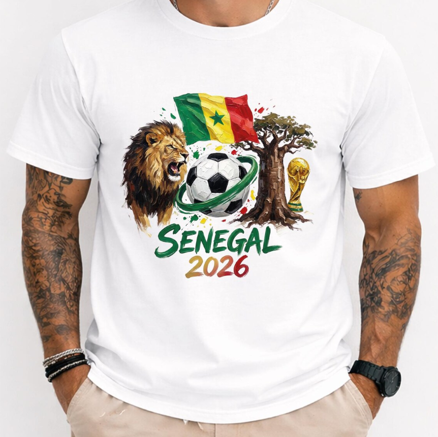 Senegal 2026 Shirt, Africa Soccer Tee, World Cup Football T-Shirt, Lion Graphic Senegal Flag Shirt, FIFA Fan Gift