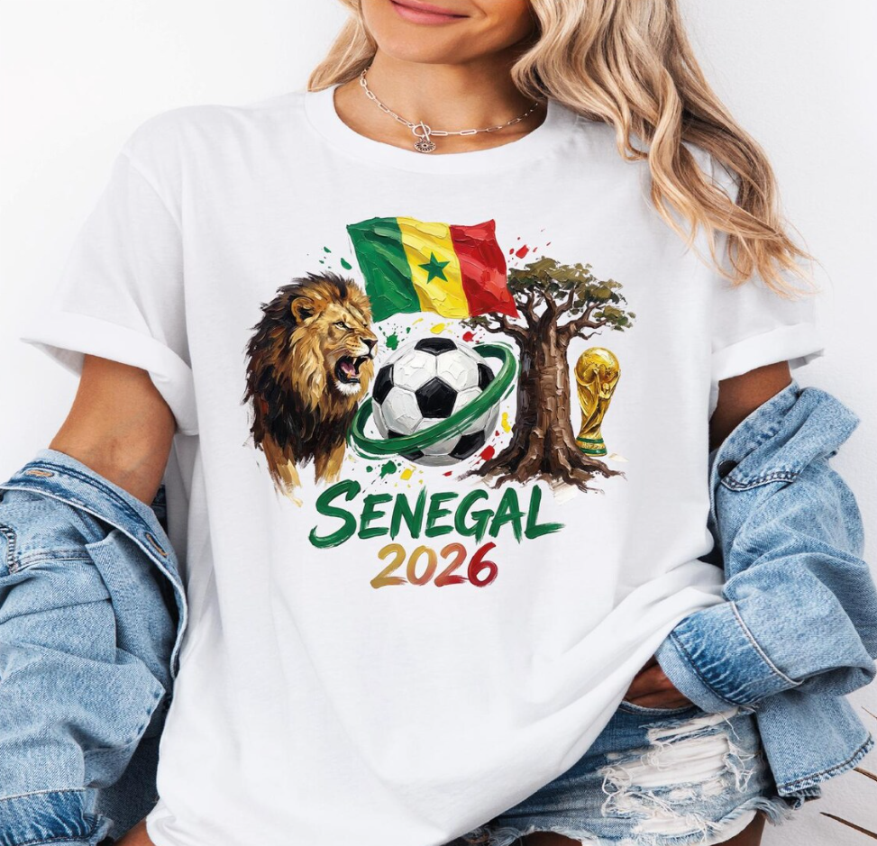 Senegal 2026 Shirt, Africa Soccer Tee, World Cup Football T-Shirt, Lion Graphic Senegal Flag Shirt, FIFA Fan Gift