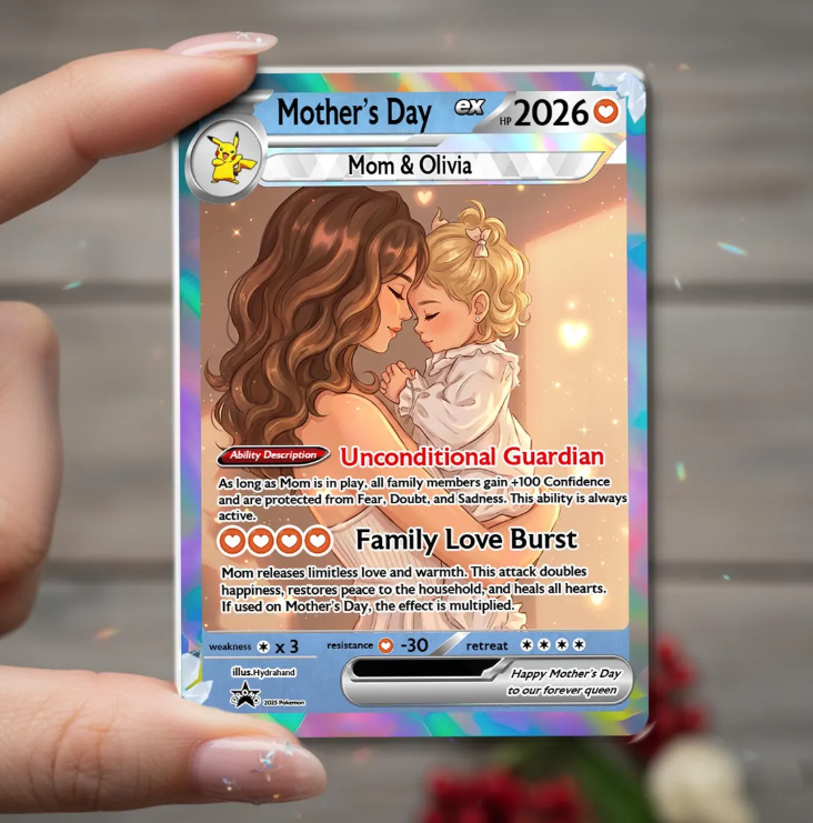 Personalized Anime Trading Card, Mother's Day Keepsake for Mom