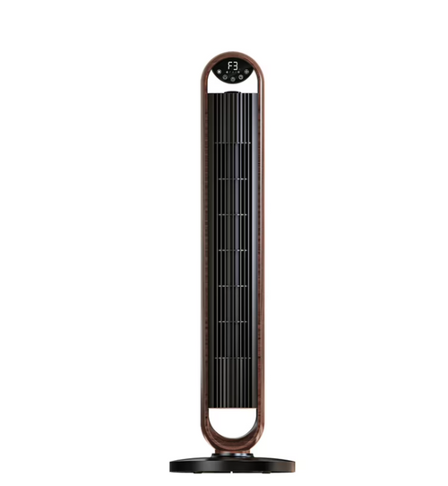 Better Homes & Gardens 40'' 5-Speed Oscillating Tower Fan with Remote Control, 3 Wind Modes, 12H Timer, Walnut & Black