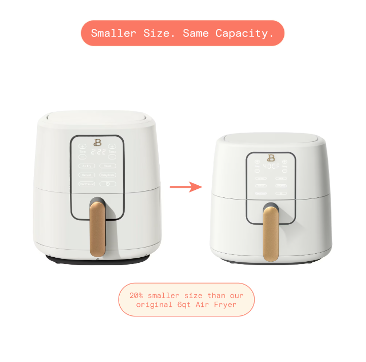 Beautiful 6 Qt Air Fryer with TurboCrisp Technology, EverGood Ceramic Nonstick Coating, White Icing by Drew Barrymore