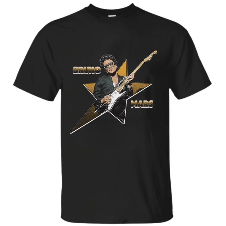Bruno Mars Shirt, Bruno Mars Guitar Graphic Tee, Bruno Mars Star Design Shirt, Pop Music Fan Gift, Retro Music Artist Tshirt