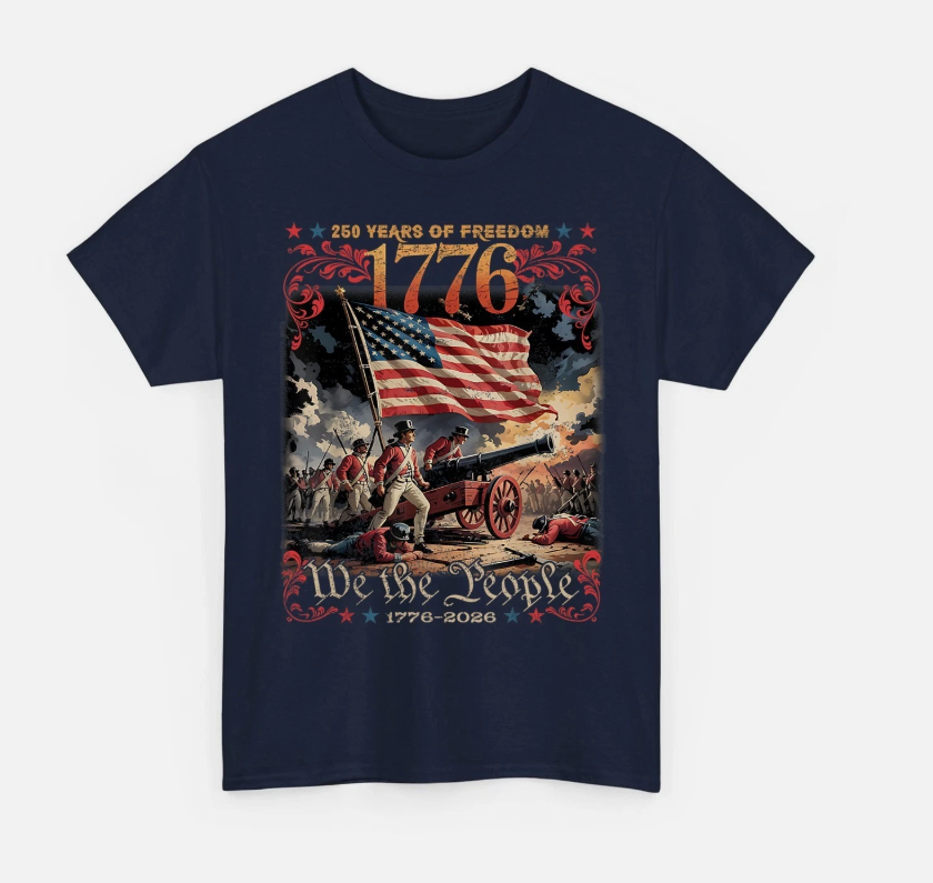 250 Years of Freedom Retro USA Flag Since 1776 2026 Independence Day T-Shirt