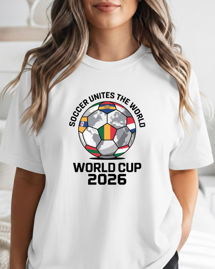 Soccer Unites the World Cup 2026 Footbball T-Shirt | Soccer Ball with Flags