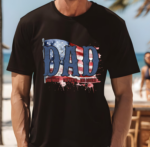 American Flag Dad Shirt – Patriotic Dad T-Shirt for Father’s Day, USA Flag Gift for Veteran & Proud American Dad