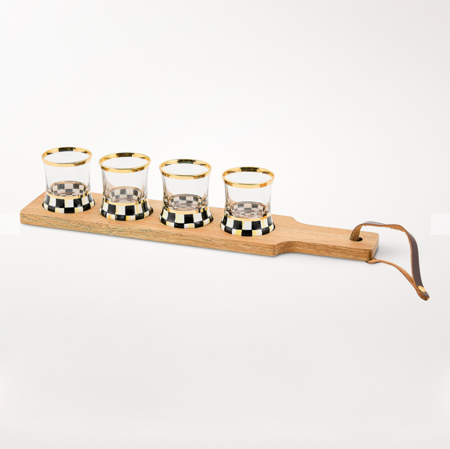MacKenzie-Childs Courtly Check Shot Glass Flight Board