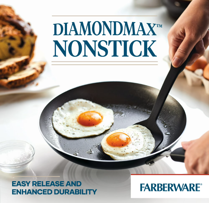 Farberware Easy Clean 22 Pcs Nonstick Cookware Set Includes Griddle Pan and Cooking Tools, Dishwasher Safe, Black