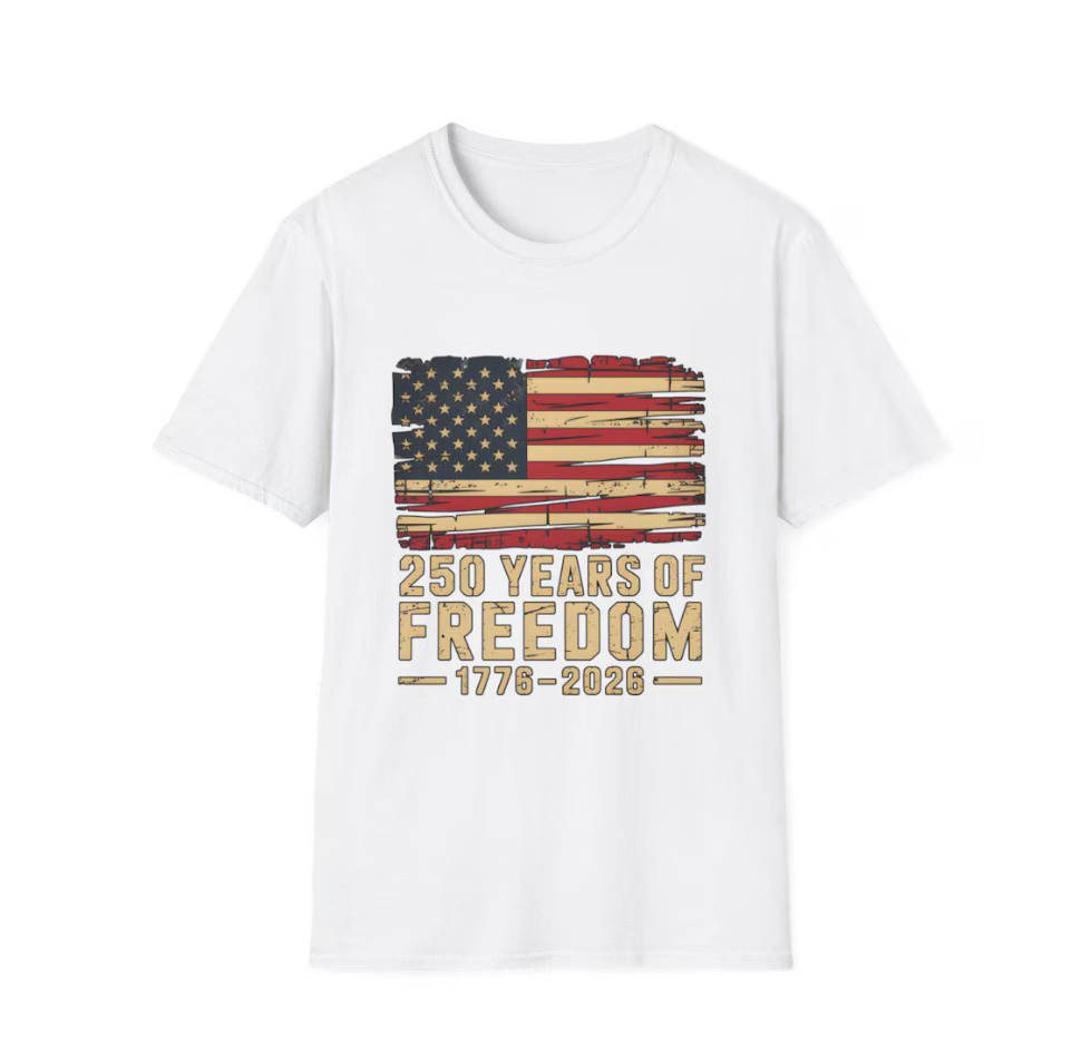 USA Flag 250 Years of Freedom Shirt - Distressed US Flag T-Shirt, Patriotic 1776–2026 America Anniversary Tee, 4th of July Independence Day