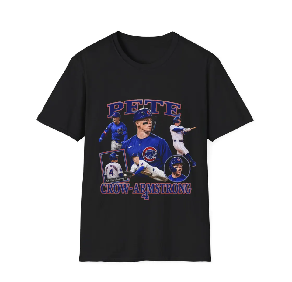 Pete Crow-Armstrong T-Shirt Baseball Player Montage, Chicago Cubs