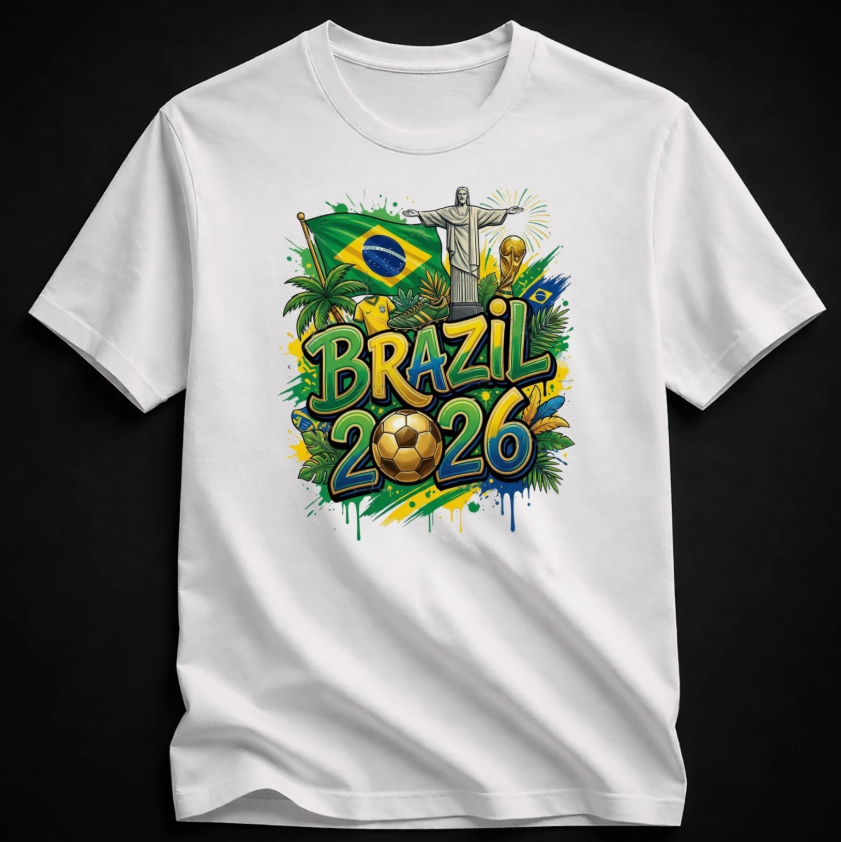 Fifa World Cup 2026 T-Shirt Soccer Graphic Tee USA Football Fan, Brazil 2026