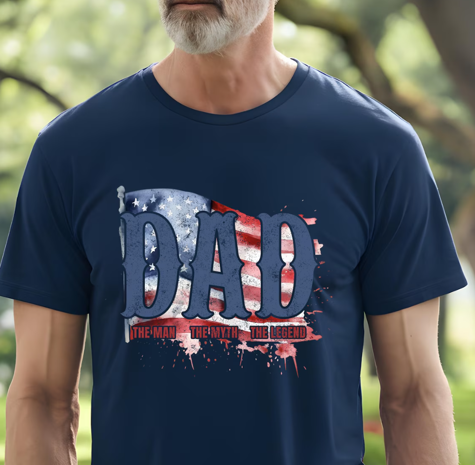 American Flag Dad Shirt – Patriotic Dad T-Shirt for Father’s Day, USA Flag Gift for Veteran & Proud American Dad