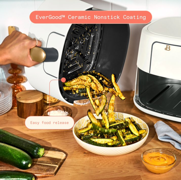 Beautiful 6 Qt Air Fryer with TurboCrisp Technology, EverGood Ceramic Nonstick Coating, White Icing by Drew Barrymore