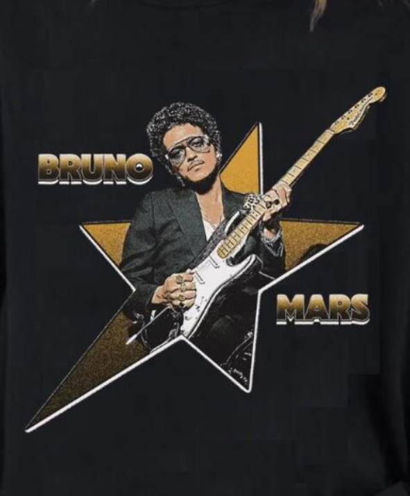 Bruno Mars Shirt, Bruno Mars Guitar Graphic Tee, Bruno Mars Star Design Shirt, Pop Music Fan Gift, Retro Music Artist Tshirt