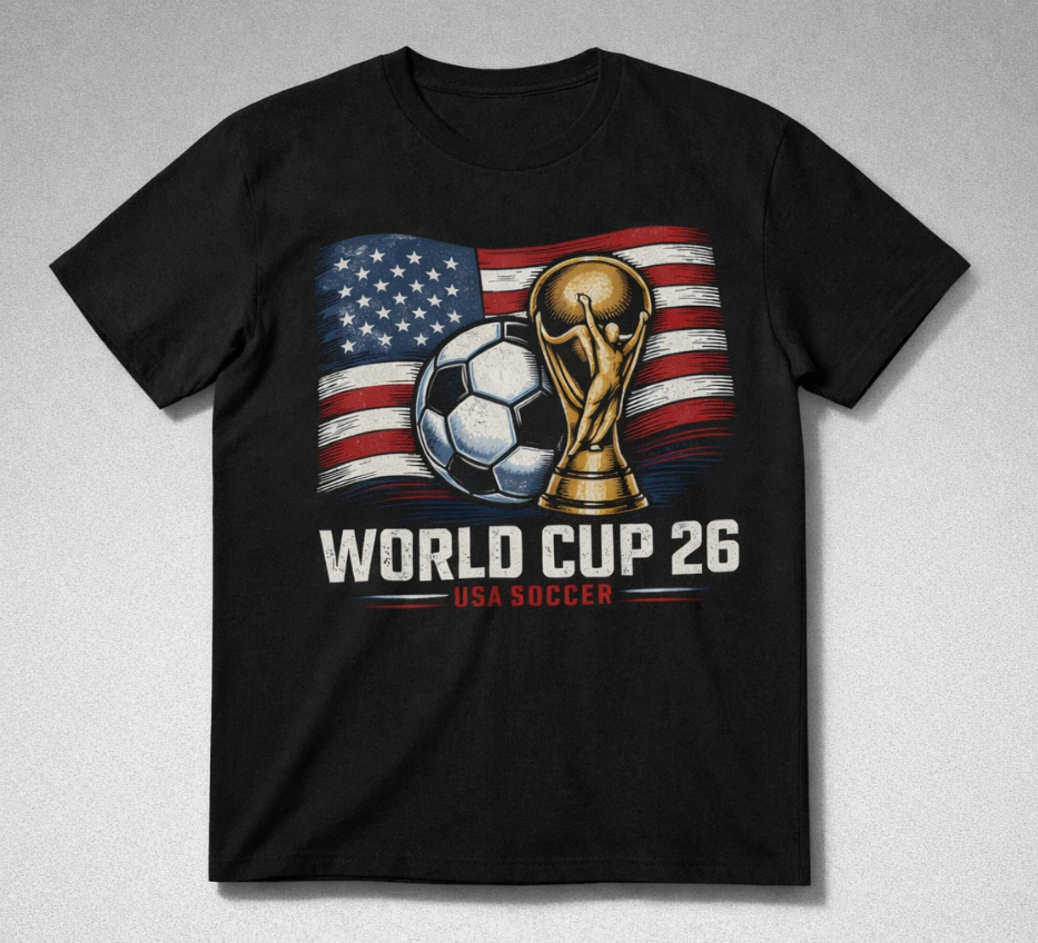Unisex Graphic Print Tee Football FIFA World Cup 2026 Soccer T-Shirt Flag Trophy