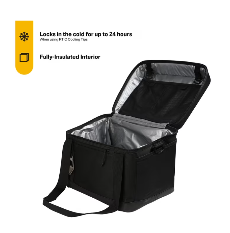 RTIC 28-Can, 27 Qt, Collapsible Soft Cooler with Bottle Opener, Black